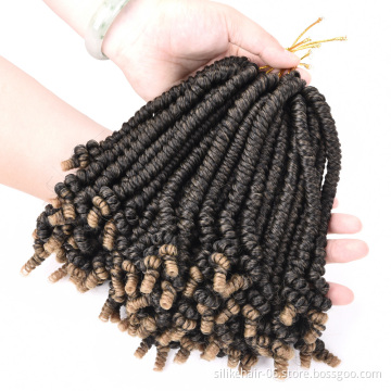 8 inches Spring Twist Braiding Hair Bomb Twist Fluffy Pre looped Passion Twist Crochet Braids Synthetic Hair Extensions